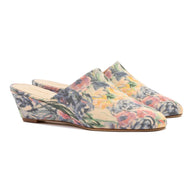 Larroudé X Markarian Venice Wedge In Ash Blue Floral Demetra