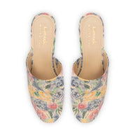 Larroudé X Markarian Venice Wedge In Ash Blue Floral Demetra