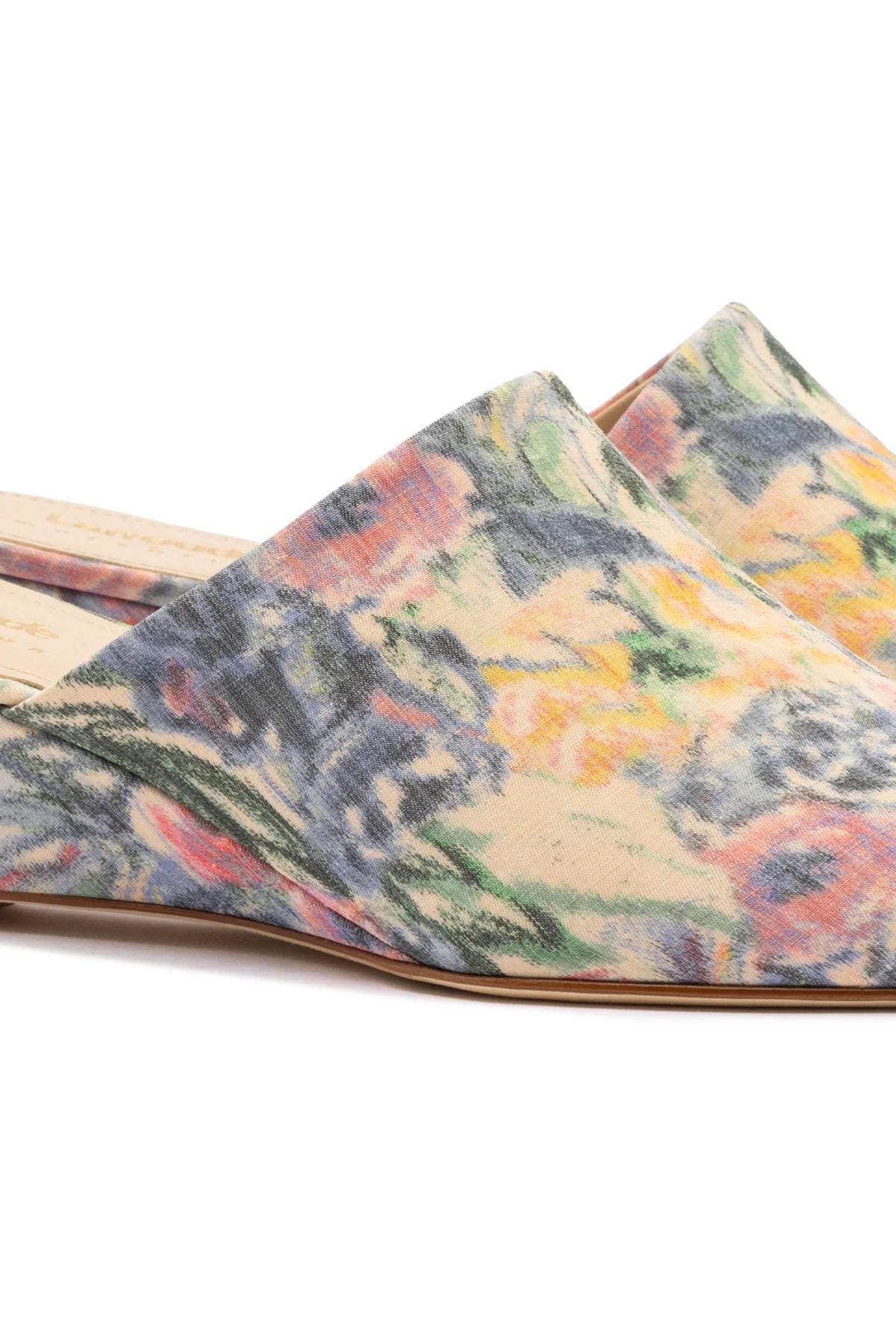 Larroudé X Markarian Venice Wedge In Ash Blue Floral Demetra