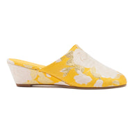 Larroudé X Markarian Venice Wedge In Yellow Floral Brocade