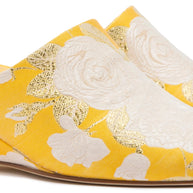 Larroudé X Markarian Venice Wedge In Yellow Floral Brocade