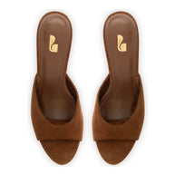 Larroude Jasmine Hi Mule In Burnt Umber Suede