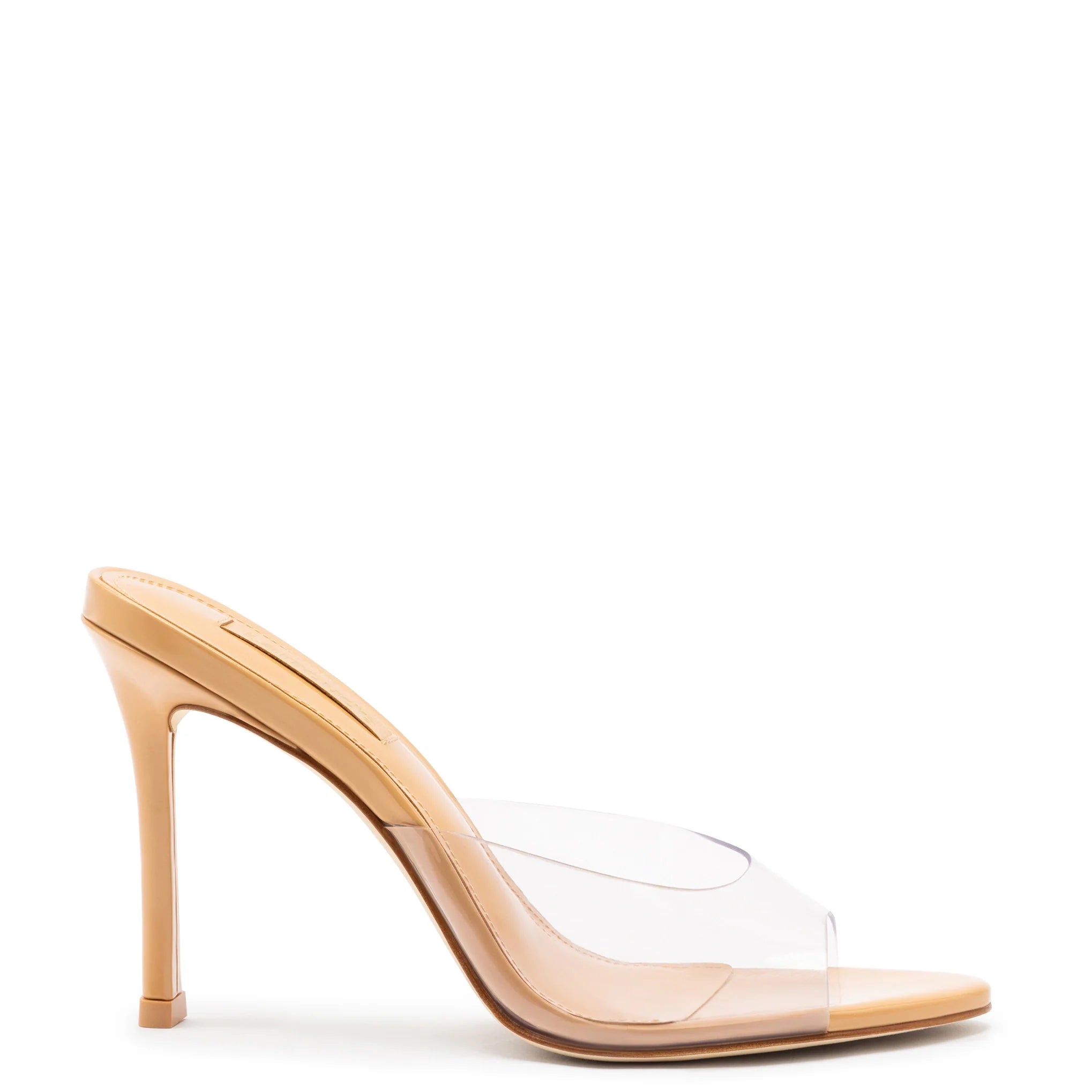 Larroude Jasmine Hi Mule In Tan Leather and Vinyl