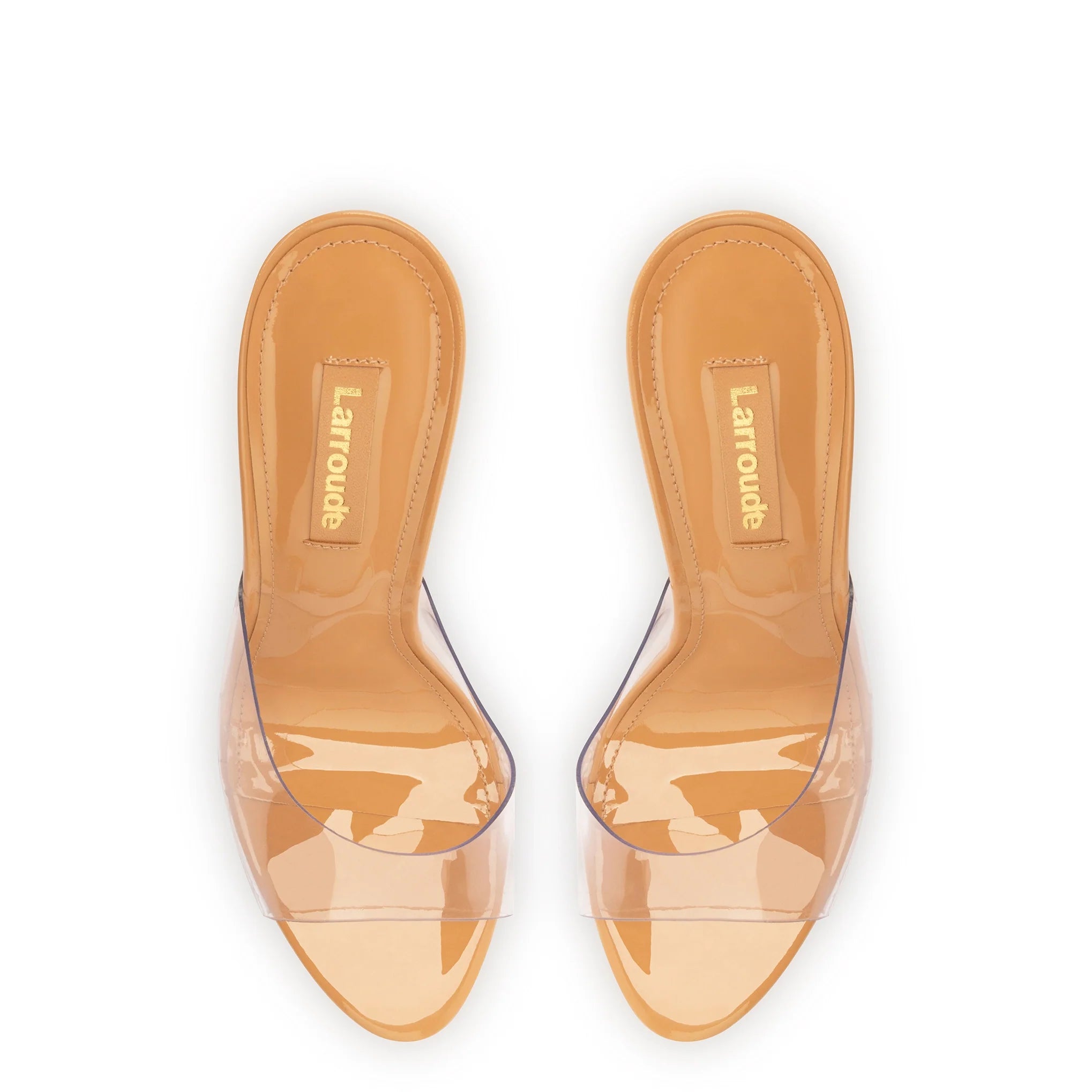 Larroude Jasmine Hi Mule In Tan Leather and Vinyl