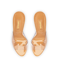 Larroude Jasmine Hi Mule In Tan Leather and Vinyl