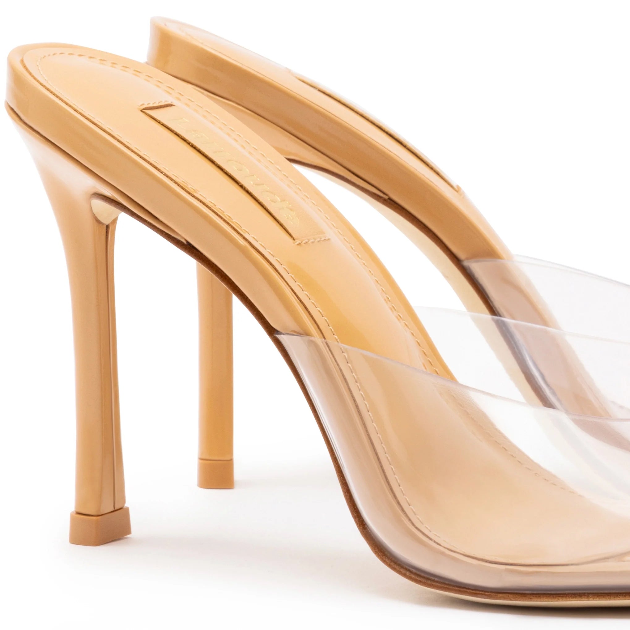Larroude Jasmine Hi Mule In Tan Leather and Vinyl