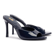Larroude Jasmine Hi Mule In Navy Leather