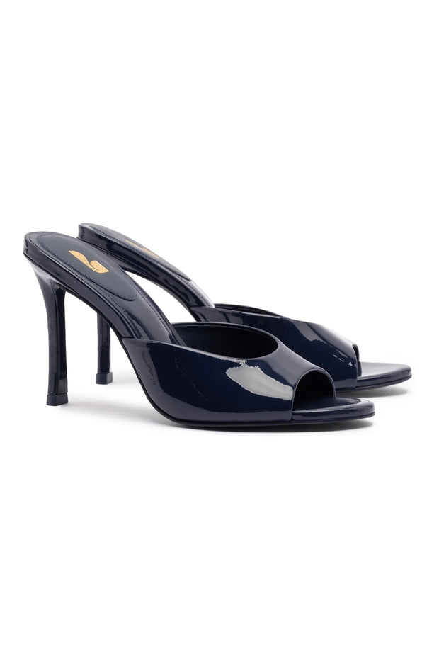 Larroude Jasmine Hi Mule In Navy Leather