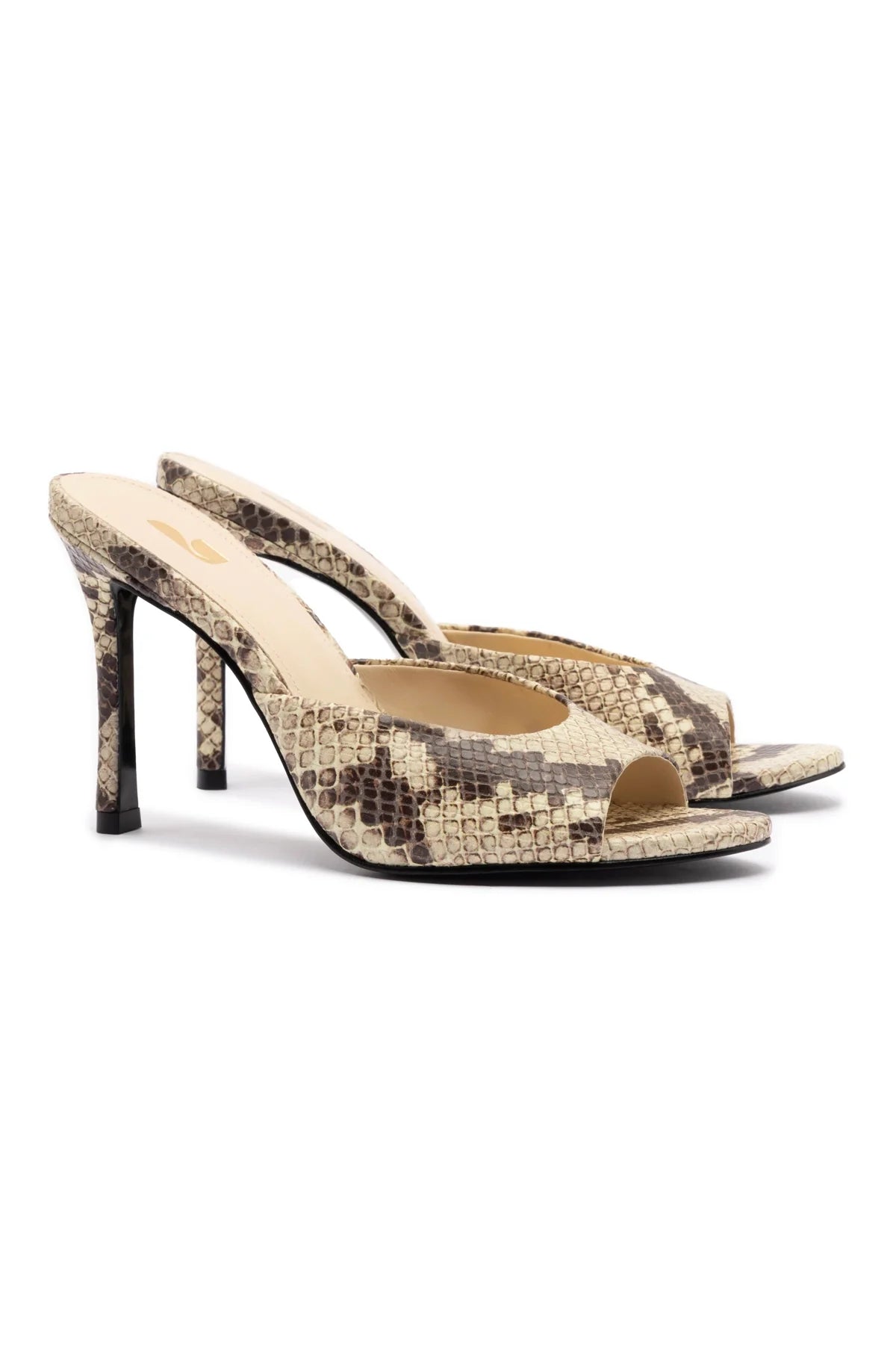 Larroude Jasmine Hi Mule In Snake Printed Neutral
