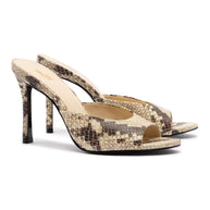 Larroude Jasmine Hi Mule In Snake Printed Neutral