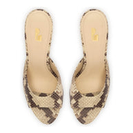 Larroude Jasmine Hi Mule In Snake Printed Neutral