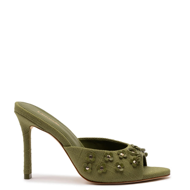 Larroude Jasmine Hi Mule In Seaweed Raffia