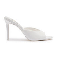 Larroude Jasmine Hi Mule In White Leather