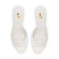 Larroude Jasmine Hi Mule In White Leather