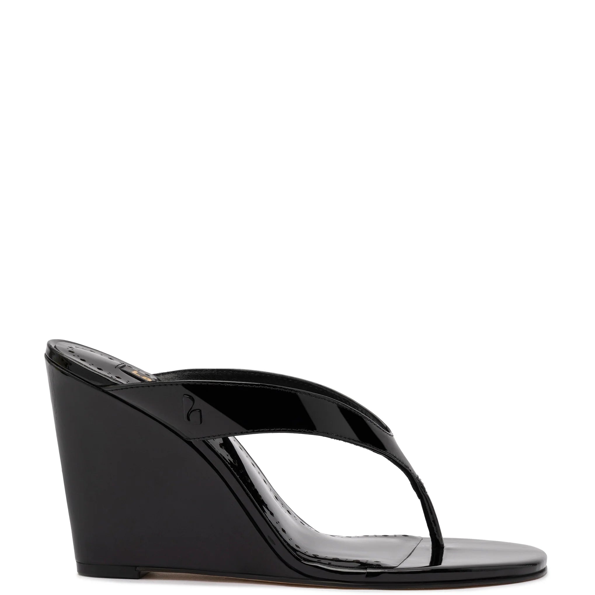 Larroude Gaia Wedge Sandal In Black Leather