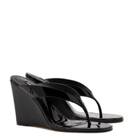 Larroude Gaia Wedge Sandal In Black Leather