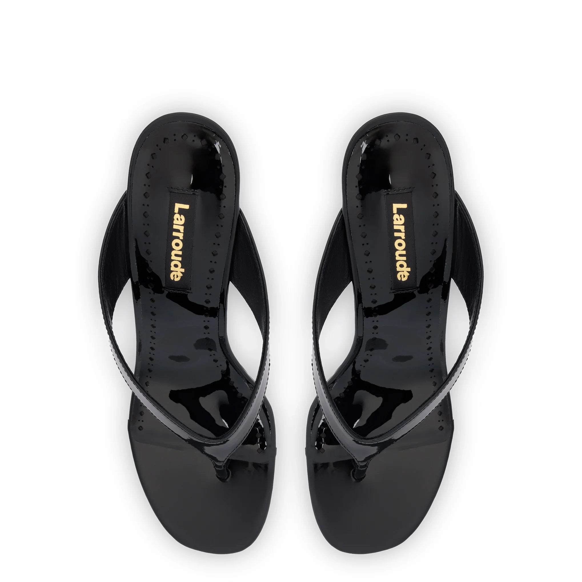 Larroude Gaia Wedge Sandal In Black Leather