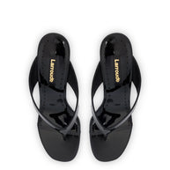 Larroude Gaia Wedge Sandal In Black Leather