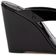 Larroude Gaia Wedge Sandal In Black Leather