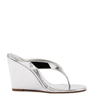 Larroude Gaia Wedge Sandal In Silver Specchio