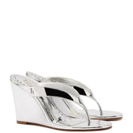 Larroude Gaia Wedge Sandal In Silver Specchio