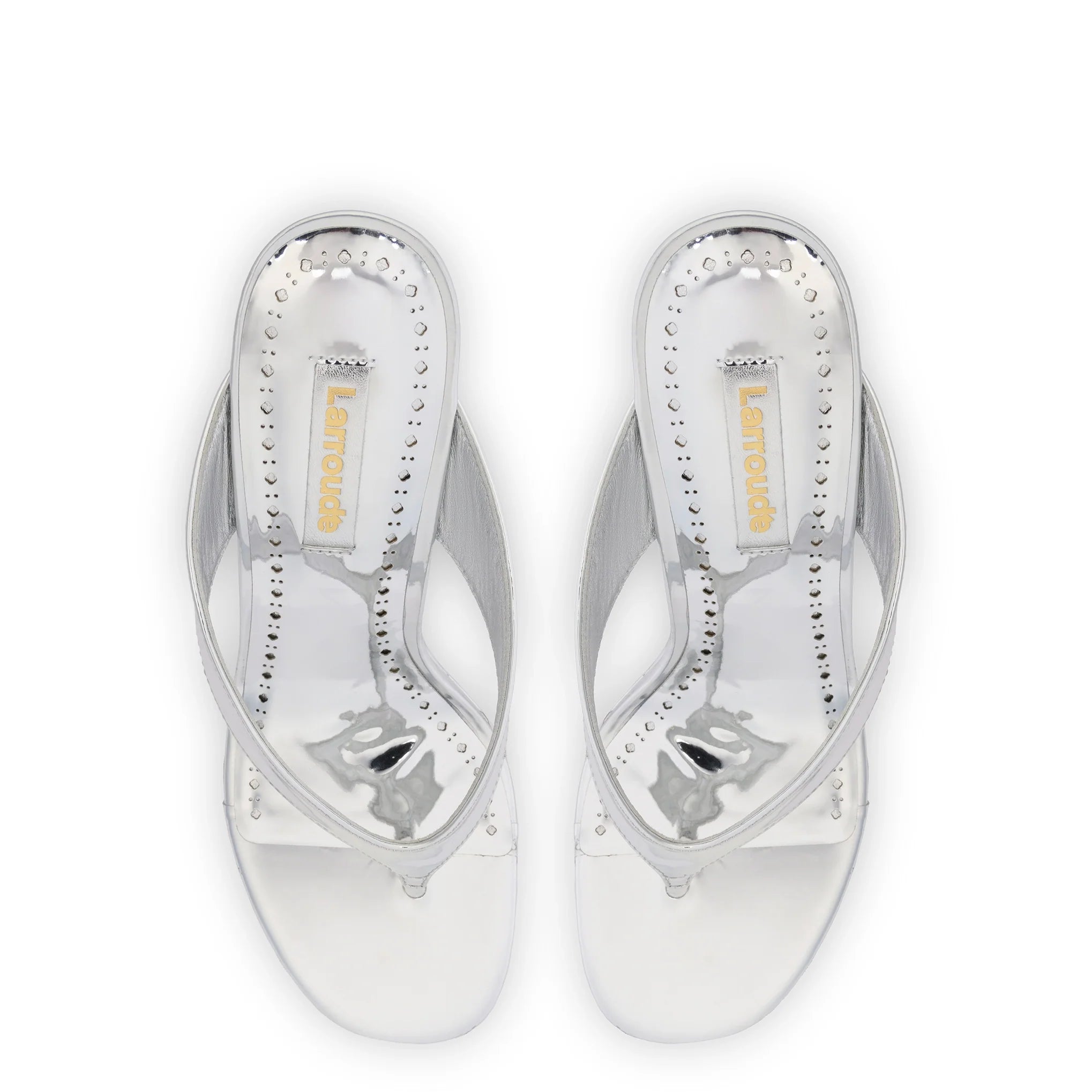 Larroude Gaia Wedge Sandal In Silver Specchio