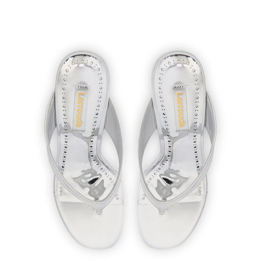 Larroude Gaia Wedge Sandal In Silver Specchio