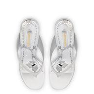 Larroude Gaia Wedge Sandal In Silver Specchio