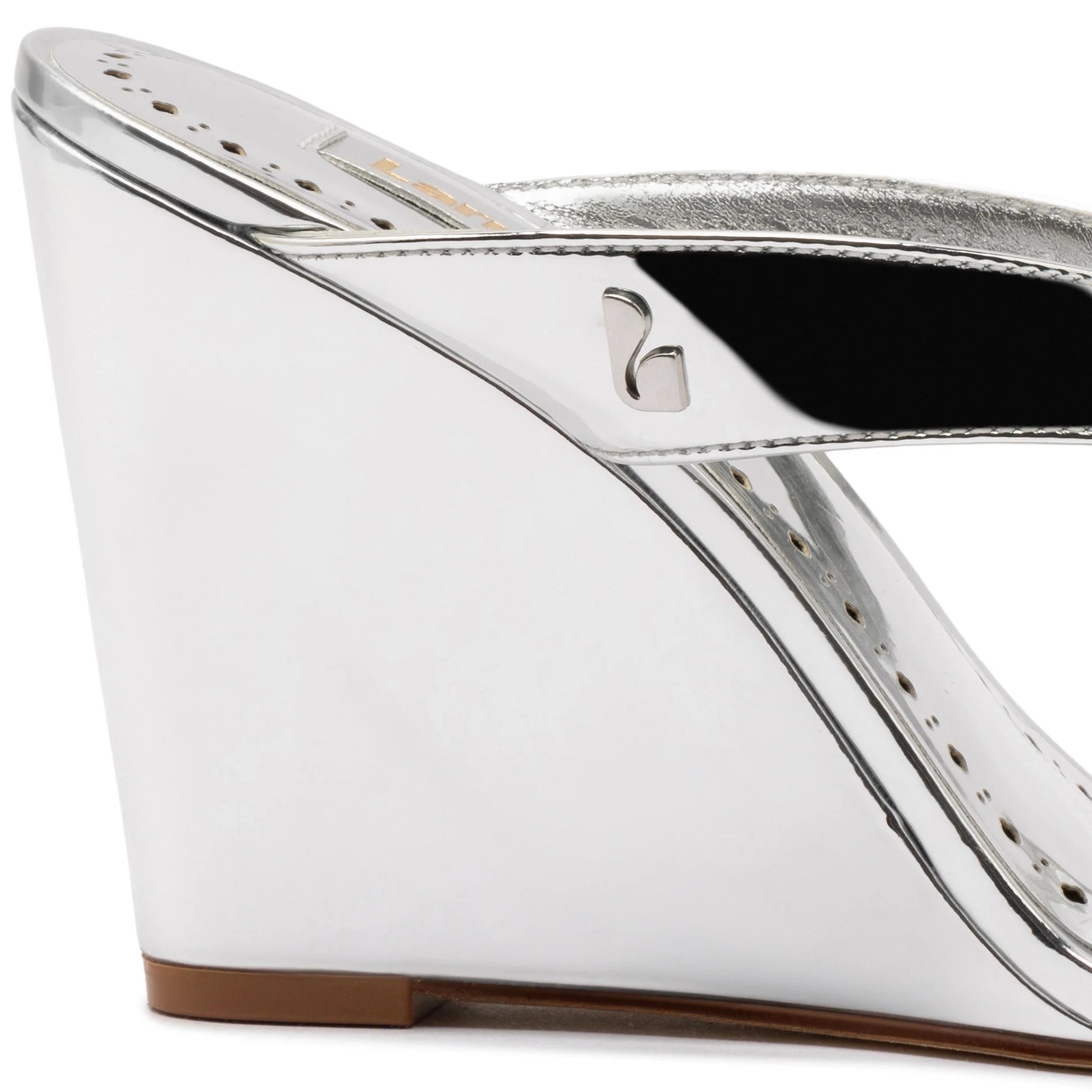 Larroude Gaia Wedge Sandal In Silver Specchio