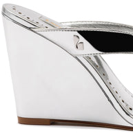 Larroude Gaia Wedge Sandal In Silver Specchio