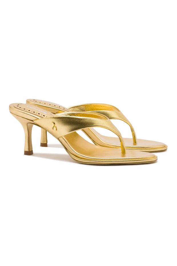 Larroude Gaia Sandal In Gold Metallic Leather