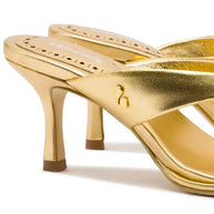 Larroude Gaia Sandal In Gold Metallic Leather