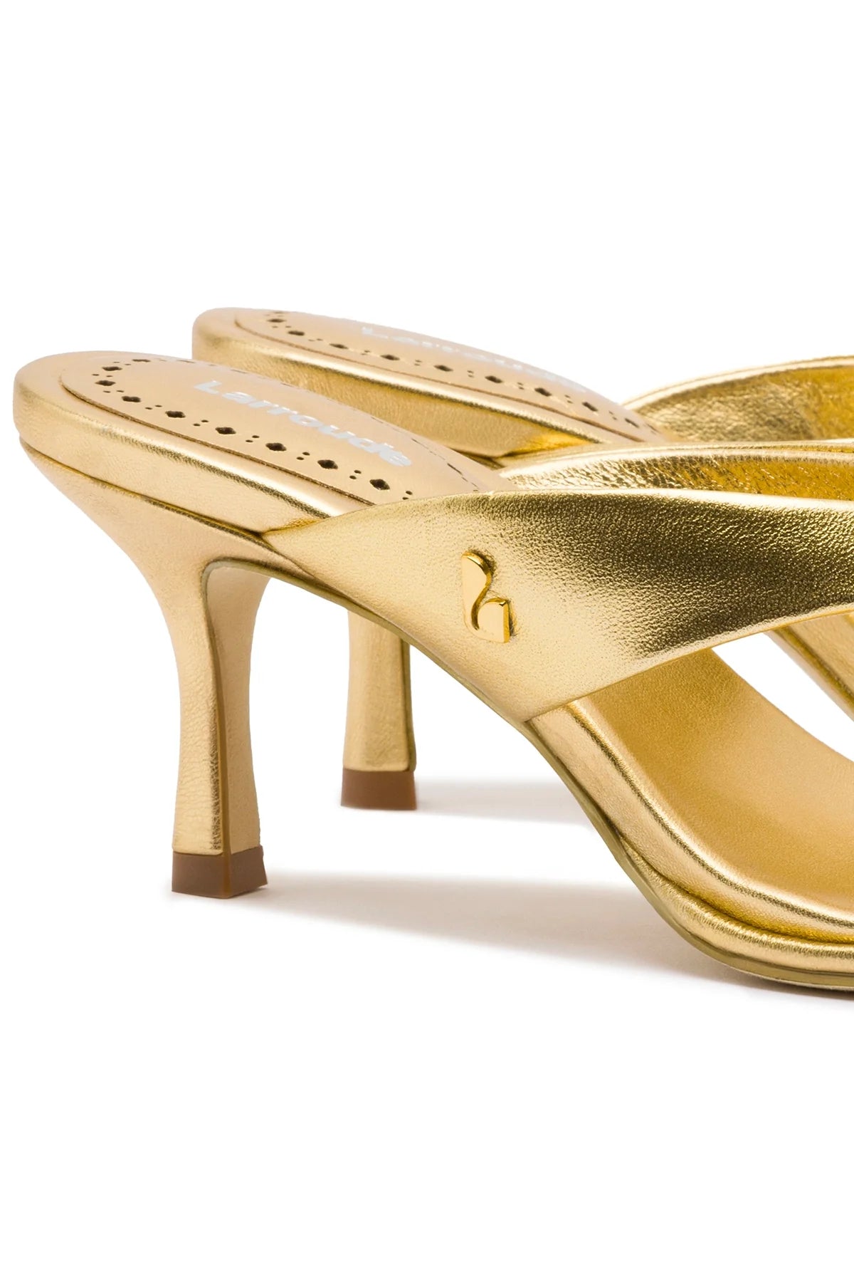 Larroude Gaia Sandal In Gold Metallic Leather