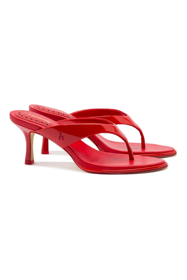 Larroude Gaia Sandal In Scarlet Leather