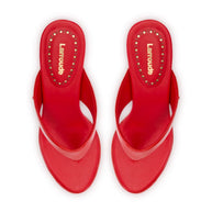 Larroude Gaia Sandal In Scarlet Leather