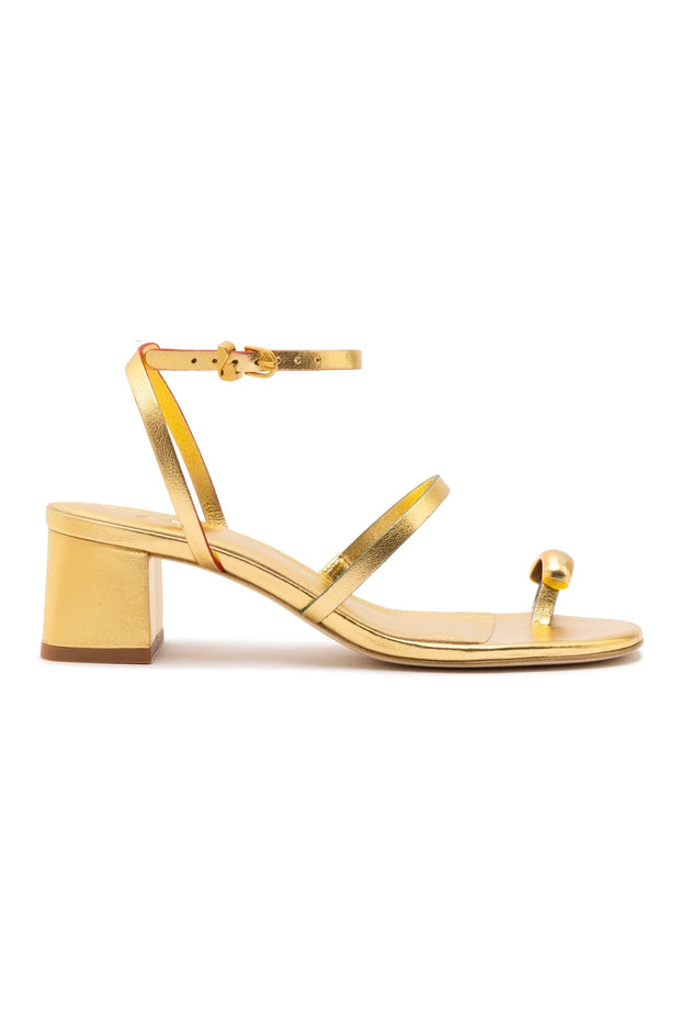 Larroude Biarritz Block In Gold Metallic Leather