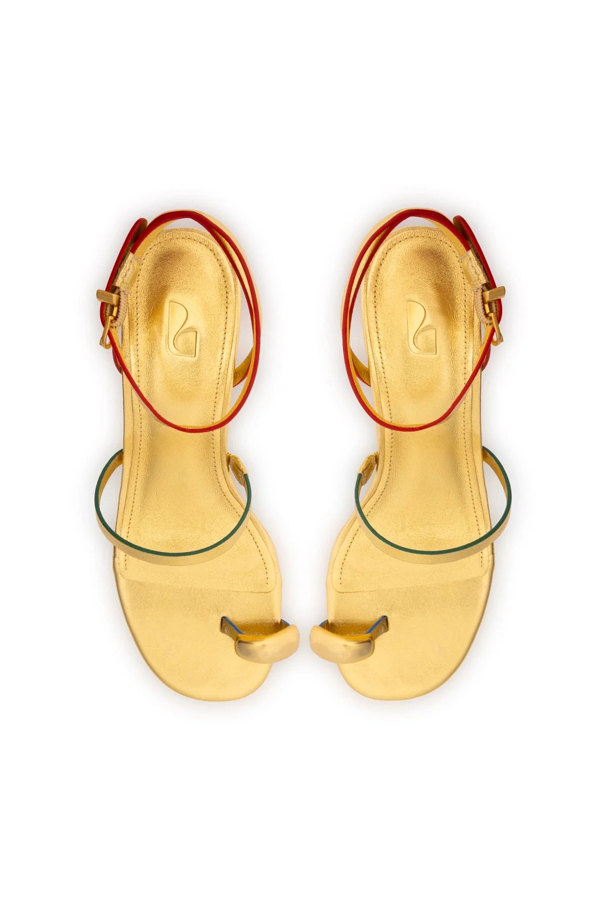 Larroude Biarritz Block In Gold Metallic Leather