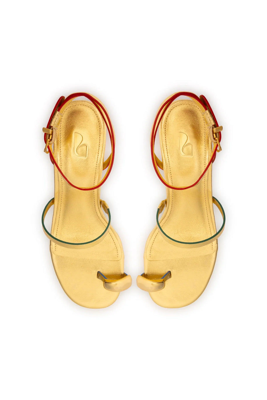 Larroude Biarritz Block In Gold Metallic Leather