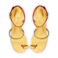 Larroude Biarritz Block In Gold Metallic Leather