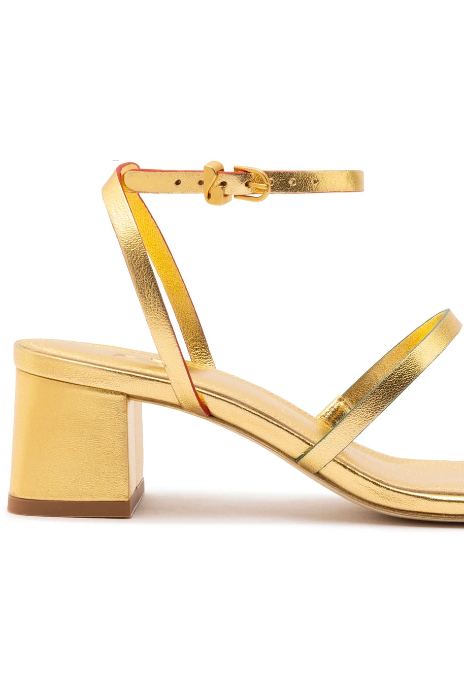 Larroude Biarritz Block In Gold Metallic Leather