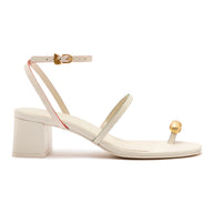 Larroude Biarritz Block In Ivory Leather