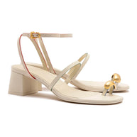 Larroude Biarritz Block In Ivory Leather