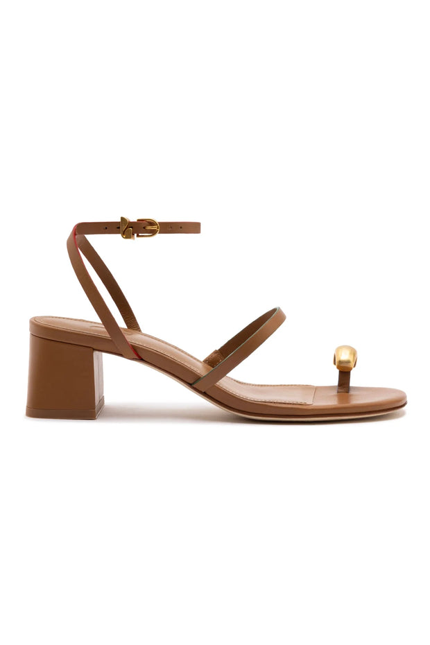 Larroude Biarritz Block In Caramel Leather