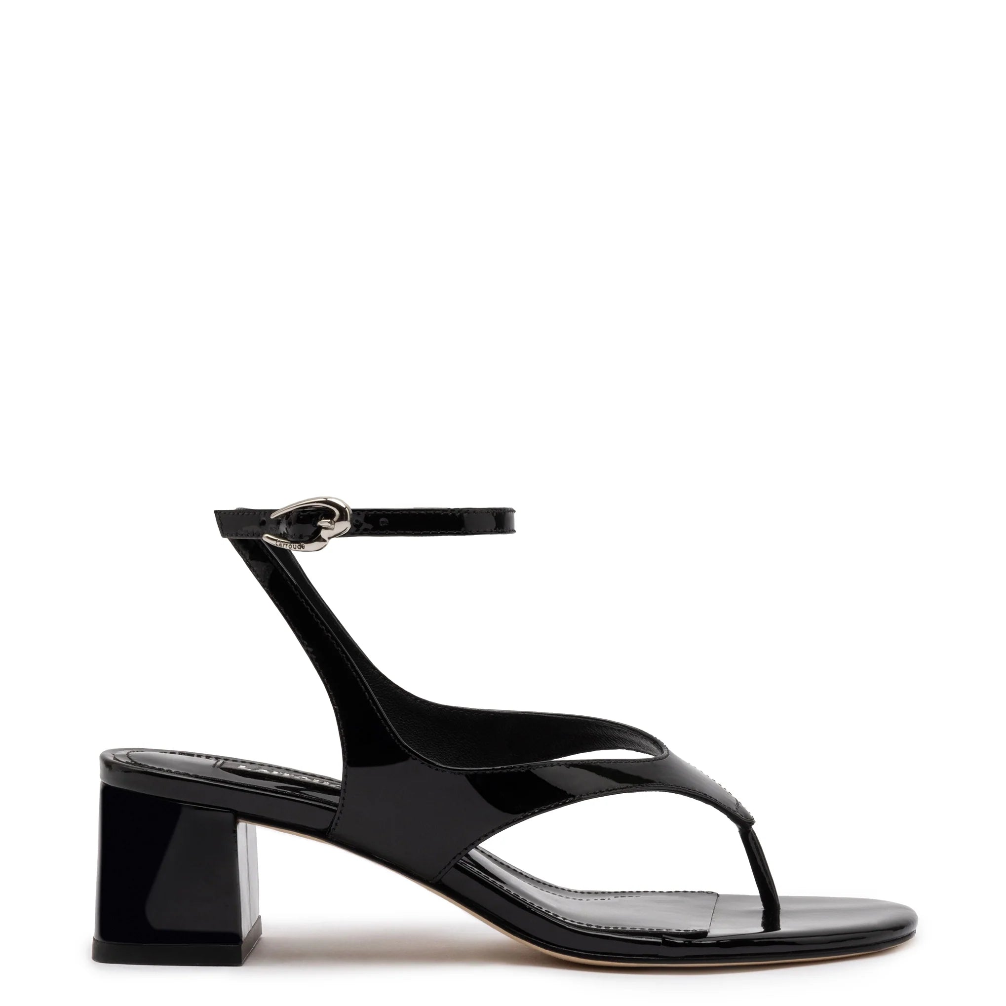 Larroude Gaia Block Sandal In Black Leather
