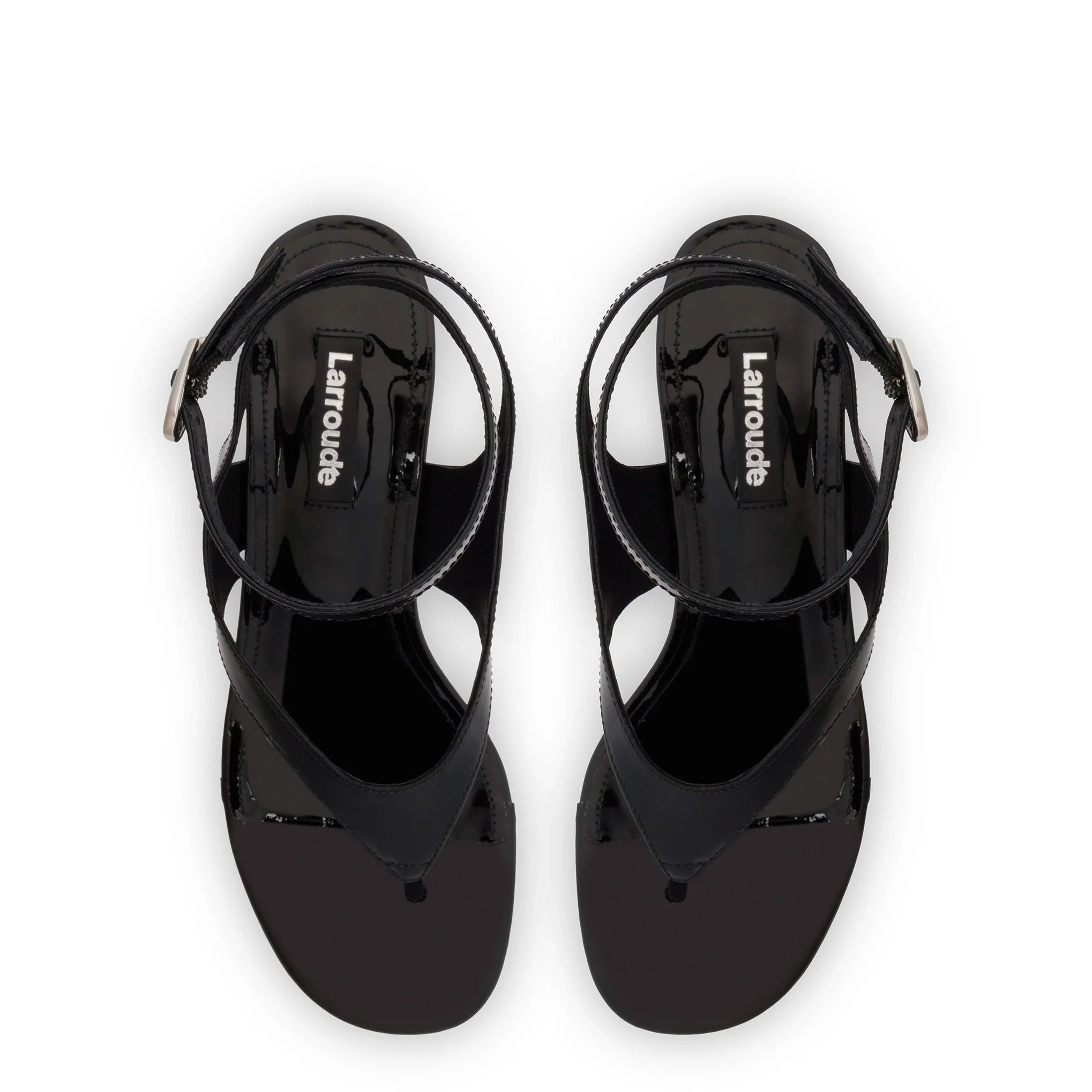Larroude Gaia Block Sandal In Black Leather