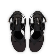 Larroude Gaia Block Sandal In Black Leather