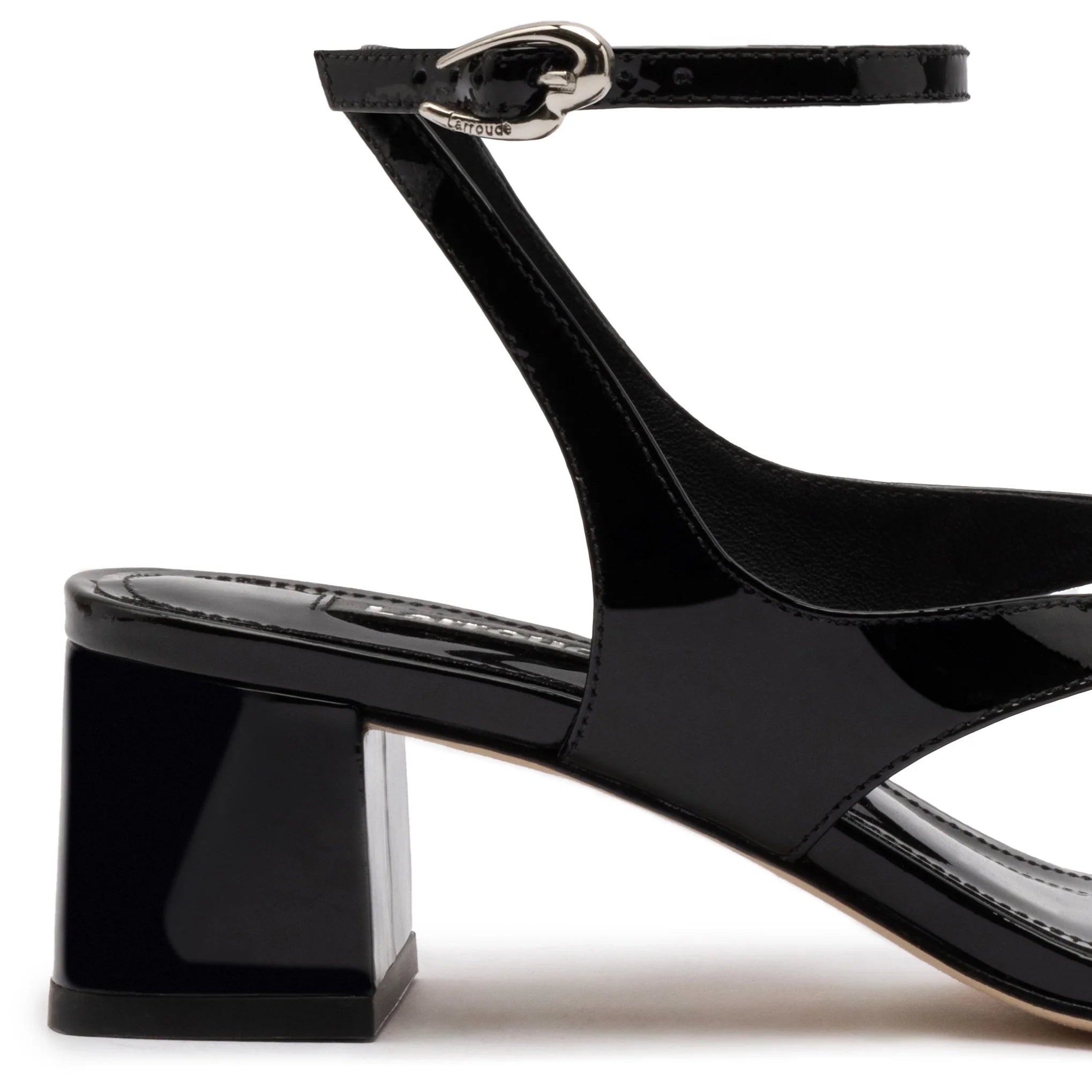 Larroude Gaia Block Sandal In Black Leather