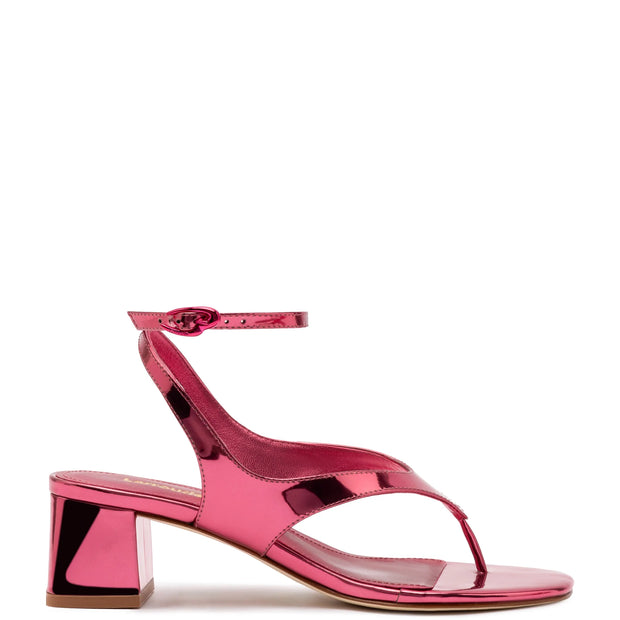 Larroude Gaia Block Sandal In French Rose Specchio