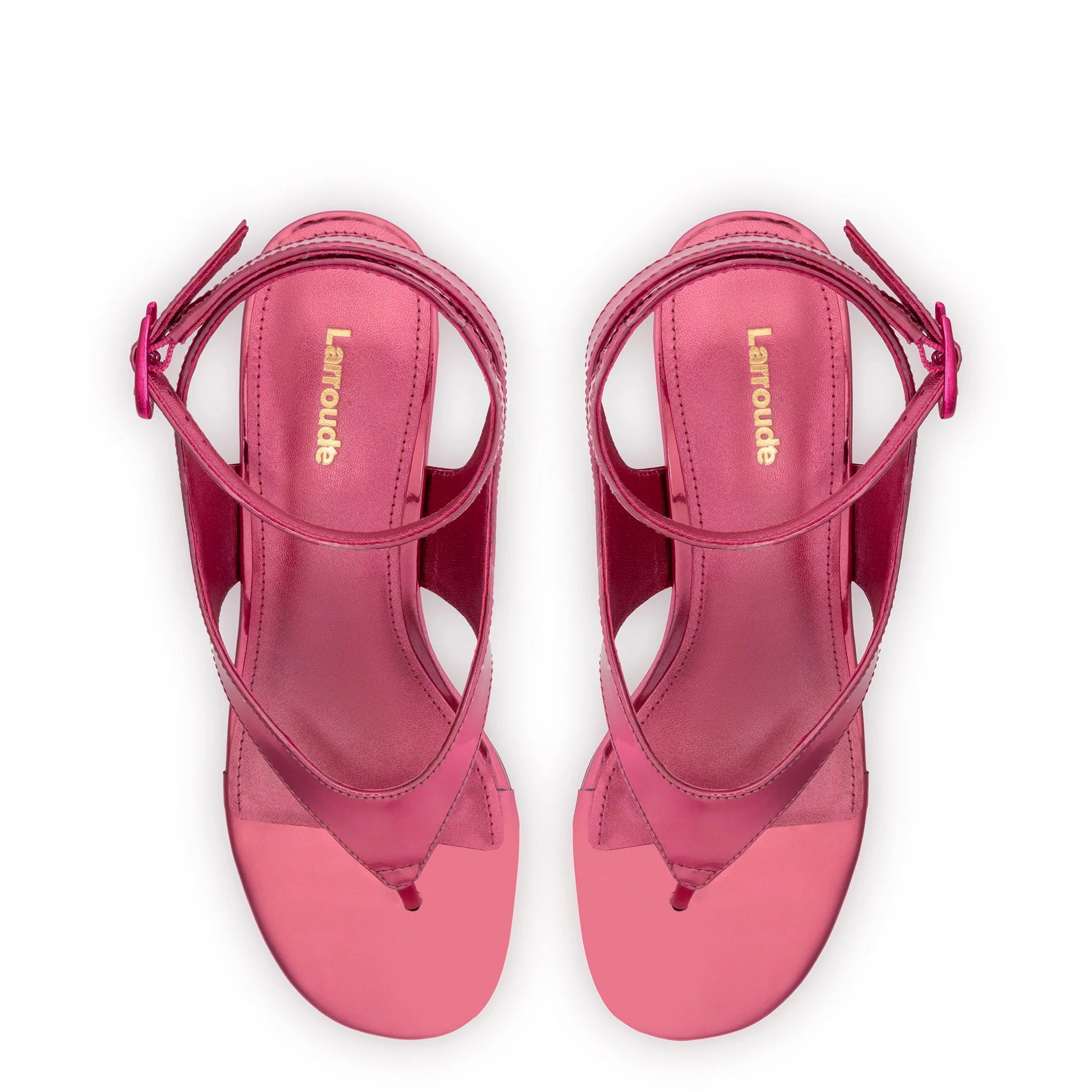 Larroude Gaia Block Sandal In French Rose Specchio