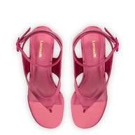 Larroude Gaia Block Sandal In French Rose Specchio